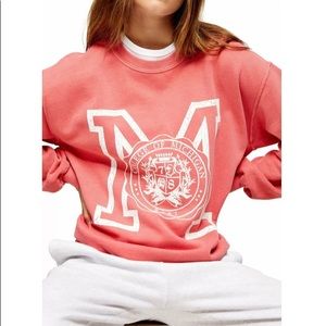 Women's Topshop Michigan Crew Sweatshirt Size 8-10  Orange Color. NWT.